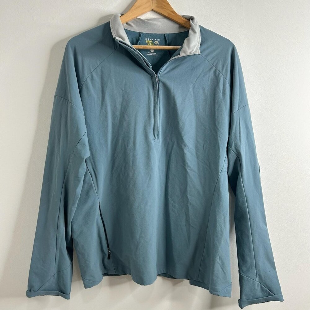 Mountain Hardwear Pullover Womens XL Blue Half Zip Stretch Outdoor Hiking Jacket